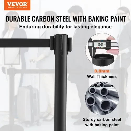 VEVOR Personenleitsystem Absperrband Absperrständer 6-teilig, 2 m x 48 mm Schwarzer Einziehbarer Gürtel, Personenleitsystem Absperrpfosten mit Schildern für Flughäfen, Messen, Wettkampforte usw. VEVOR Personenleitsystem Absperrband Absperrständer 6-teilig, 2 m x 48 mm Schwarzer Einziehbarer Gürtel, Personenleitsystem Absperrpfosten mit Schildern für Flughäfen, Messen, Wettkampforte usw.