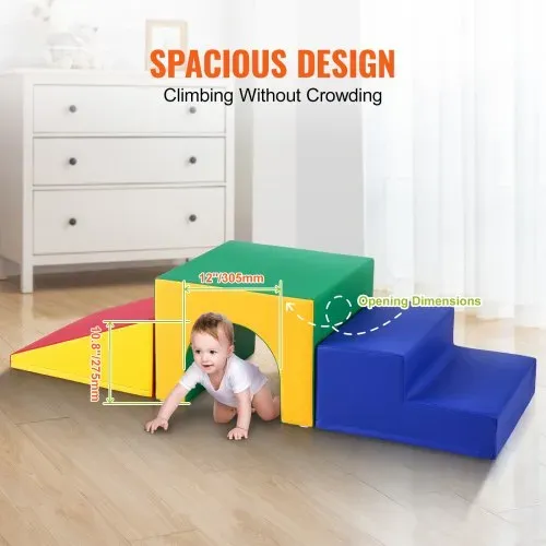 VEVOR Einzelner Tunnelkletterer, Spielset für Kleinkinder, Schaumstoff-Kletterblöcke für Kleinkinder, Kinder-Tunnellabyrinth mit Treppen und Rampe, Indoor für Kleinkinder und Vorschulkinder 3 Stück – Bild 2