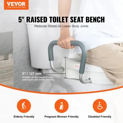 VEVOR Toilettensitzerhöhung WC Sitzerhöhung für Senioren 127 mm, erhöhter Toilettensitz einstellbar, Toilettenaufsatz für Senioren, Sitzerhöhung Toilette mit Griff, Toilettensitzerhöhungen Weiß VEVOR Toilettensitzerhöhung WC Sitzerhöhung für Senioren 127 mm, erhöhter Toilettensitz einstellbar, Toilettenaufsatz für Senioren, Sitzerhöhung Toilette mit Griff, Toilettensitzerhöhungen Weiß