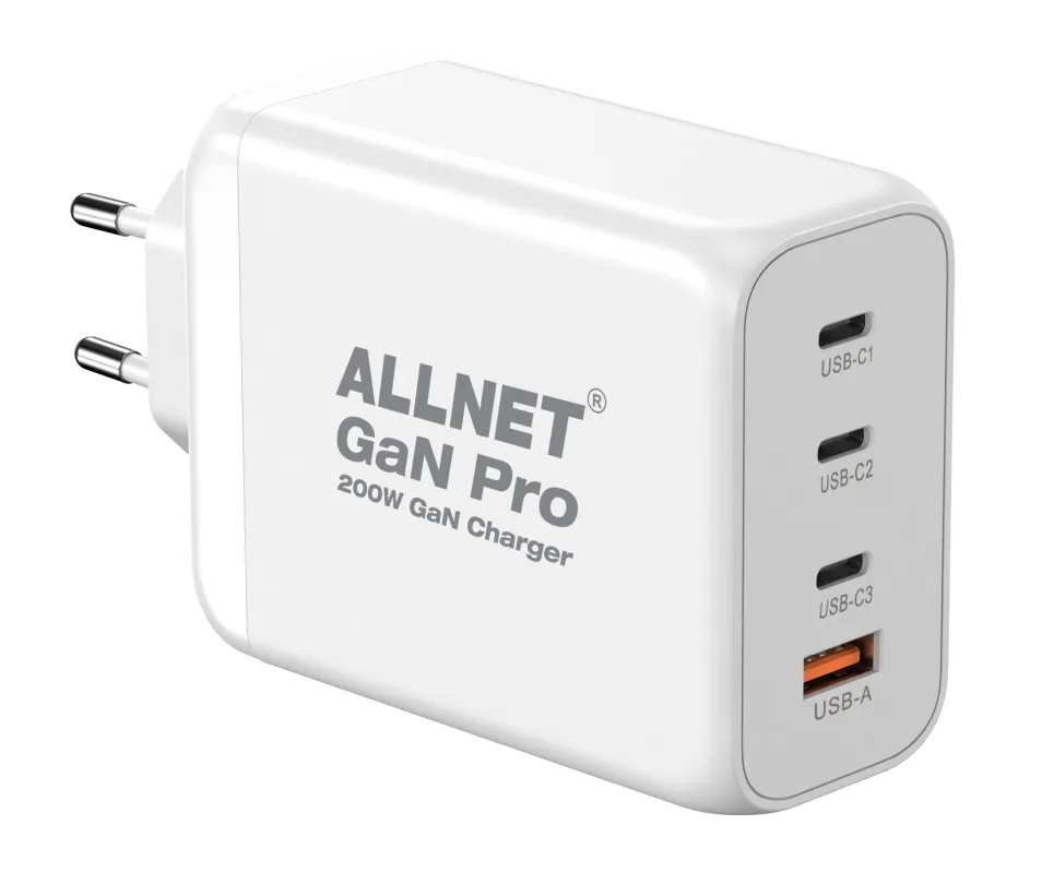 ALLNET Ersatznetzteil QC USB-C PD GaN Netzteil Power Supply 200 Watt 1x USB Typ-A QC, 3x USB Typ-C**EU PLUG** – Bild 4