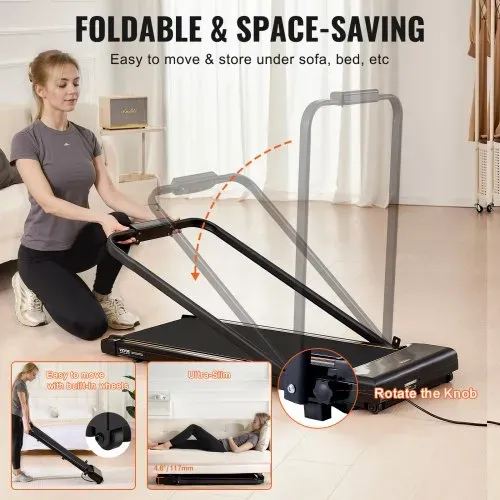 VEVOR Walking Pad Laufband unter den Schreibtisch, Laufband zum Arbeiten, klappbares Laufband mit 120 kg Tragkraft, tragbares 2 in 1 Pad mit 2,5 PS, Griffstange Fernbedienung LED-Anzeige 1-10 km/h – Bild 3