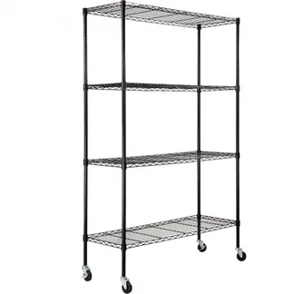 VEVOR Lagerregal mit Rädern, 4-stufig verstellbar, 700 lbs Kapazität, robuste Garagenregale, Metall-Organizer, Drahtregal, schwarz, 120 x 45 x 188 cm für Küche, Speisekammer, Keller, Badezimme VEVOR Lagerregal mit Rädern, 4-stufig verstellbar, 700 lbs Kapazität, robuste Garagenregale, Metall-Organizer, Drahtregal, schwarz, 120 x 45 x 188 cm für Küche, Speisekammer, Keller, Badezimme