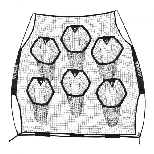 VEVOR Fußballtrainer Wurfnetz Übungsnetz (274 x 106 x 243 cm) mit 6 Zieltaschen & tragbarer Aufbewahrungstasche & Gurten, Wurfziel-Training für die Passgenauigkeit des Quarterbacks, Schwarz – Bild 9