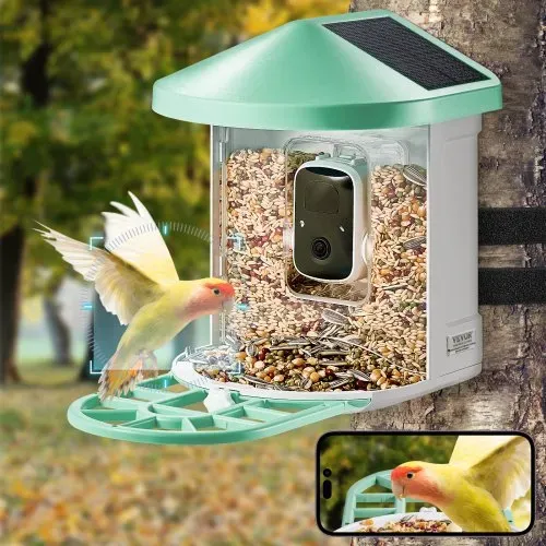 VEVOR Intelligenter Vogelfutterspender mit Kamera, 2K HD KI identifiziert über 10.000 Vogelarten, solarbetriebene Vogelbeobachtungskamera mit automatischer Aufnahme und sofortiger Benachrichtigung, kabelloses Outdoor-Geschenk für Vogelliebhaber (2 Solarmodule) – Bild 7