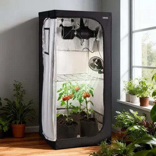 VEVOR Growzelt, 80x80x180 cm, Indoor-Pflanzenzelt mit Vollspektrum-LED-Zuchtlicht & Belüftungssystem, Growbox 600D hochreflektierendes Mylar, Zuchtzelte, Gewächshaus für Blumen & Gemüse – Bild 7