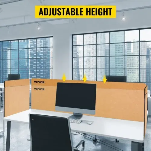 VEVOR 3x Schreibtisch Trennwand 152x61cm + 61x61cm Tischtrennwand Akustik Tischtrennwand Polyesterfaser Sichtschutz 125-4000Hz Akustischer Absorptionskoeffizient Gelb ideal für Büro Konferenzraum – Bild 4