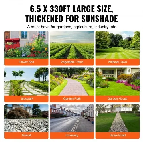 VEVOR 108g/m² Unkrautvlies Gartenvlies gegen Unkraut 2x100,6m Unkrautfolie aus PP Wasserdurchlässig Reißfest Korrosionsbeständig Unkrautflies 620/750N Zugfestigkeit Unkrautschutz Bodengewebe – Bild 5
