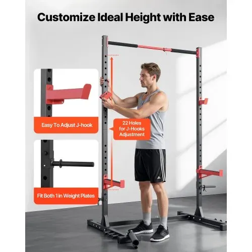 VEVOR Power Rack 445 kg Belastbar, multifunktionales Squat Rack für Heimfitnessstudio, Krafttrainingsgerät mit 6 Bandstiften & Landmine-Aufsatz & Sicherheitsstangen für Bankdrücken Kniebeugen – Bild 4