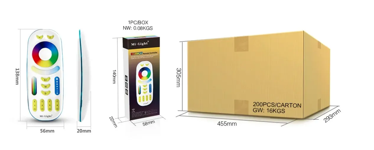MiBoxer FUT092v2 LED Fernbedienung RGB-WW (RGB-CCT) 4 Zonen – Bild 6