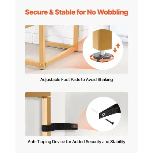 VEVOR 2-stufiger Konsolentisch moderner rechteckiger Flurtisch (107 x 35,4 x 75,5 cm) mit Platte aus gehärtetem Glas, Sofa-Beistelltisch mit Kippschutz für Wohnzimmer Flur Eingangsbereich Foyer – Bild 5