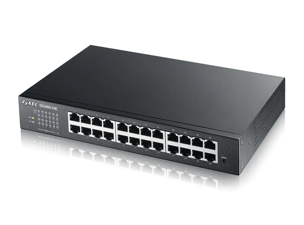 Zyxel Switch smart managed Layer2 24 Port • 24x 1 GbE • 19″ • Lüfterlos • GS1900-24E V3 Zyxel Switch smart managed Layer2 24 Port • 24x 1 GbE • 19″ • Lüfterlos • GS1900-24E V3
