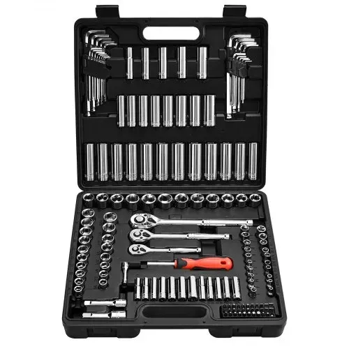 VEVOR Steckschlüsselsatz 149-tlg. 3/8 & 6,4 & 12,7 mm Antriebssteckschlüssel- und Ratschensatz, SAE und metrisch, tief und flach, Werkzeugsatz mit Bit, Zubehör Tragkoffer CR-V-Legierungsstahl – Bild 10
