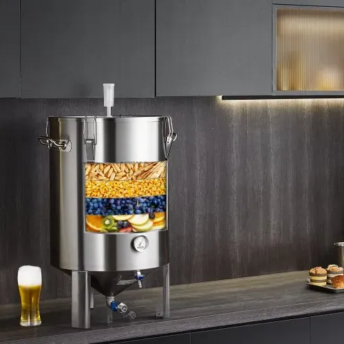 VEVOR Bierbrauanlage Bierbraugerät Kessel aus Edelstahl 60 L Bierfermenter, Braueimer-Fermenter zum Brauen, Heimbrauzubehör mit Sockel, Kessel-Suppentopf inkl. Deckel, Griff, Ventil, Zapfhahn – Bild 7