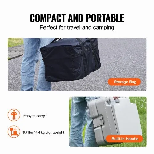 VEVOR Tragbare Toilette fürs Camping, Porta Potty mit 3,2-Gallonen-Fäkalientank und 3,2-Gallonen-Spültank, Toilettenstuhl mit Druckknopf-Spülung, auslaufsichere und geruchslose Reisetoilette für Erwachsene, Kinder, Campingauto – Bild 5