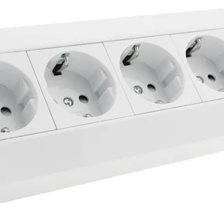5-fach Steckdosenblock, weiß 250V~/ 16A, Aufbaumontage 5-fach Steckdosenblock, weiß 250V~/ 16A, Aufbaumontage