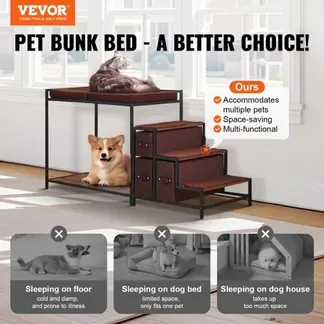 VEVOR Etagenbett für Haustiere mit Treppe, Fenstersitz für Hunde/Katzen mit Stauraum, mehrstufiges Bett, Schlafcouch für Hunde, Haustiersitzplattform für mittelgroße Haustiere, 1245 x 500 x 660 mm VEVOR Etagenbett für Haustiere mit Treppe, Fenstersitz für Hunde/Katzen mit Stauraum, mehrstufiges Bett, Schlafcouch für Hunde, Haustiersitzplattform für mittelgroße Haustiere, 1245 x 500 x 660 mm