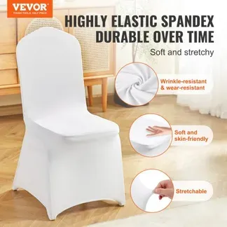 VEVOR Stuhlhussen aus Elastischem Spandex für Klappstühle, Universell Passender Stuhlbezug, Abnehmbare & Waschbare Schonbezüge, für Hochzeiten, Feiertage, Feiern, Essen (150 Stück, Weiß) VEVOR Stuhlhussen aus Elastischem Spandex für Klappstühle, Universell Passender Stuhlbezug, Abnehmbare & Waschbare Schonbezüge, für Hochzeiten, Feiertage, Feiern, Essen (150 Stück, Weiß)