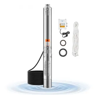 VEVOR Tiefbrunnenpumpe, 1100 W Eingangsleistung, 65 l/min Durchfluss, 85 m Förderhöhe, mit 20 m Kabel, externer Steuerkasten, Tauchpumpe, für industrielle Bewässerung und Heimgebrauch, IP68 VEVOR Tiefbrunnenpumpe, 1100 W Eingangsleistung, 65 l/min Durchfluss, 85 m Förderhöhe, mit 20 m Kabel, externer Steuerkasten, Tauchpumpe, für industrielle Bewässerung und Heimgebrauch, IP68