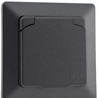 MILOS Schutzkontakt-Steckdose IP44 250V~/ 16A, inkl. Rahmen, UP, Anthrazit MILOS Schutzkontakt-Steckdose IP44 250V~/ 16A, inkl. Rahmen, UP, Anthrazit