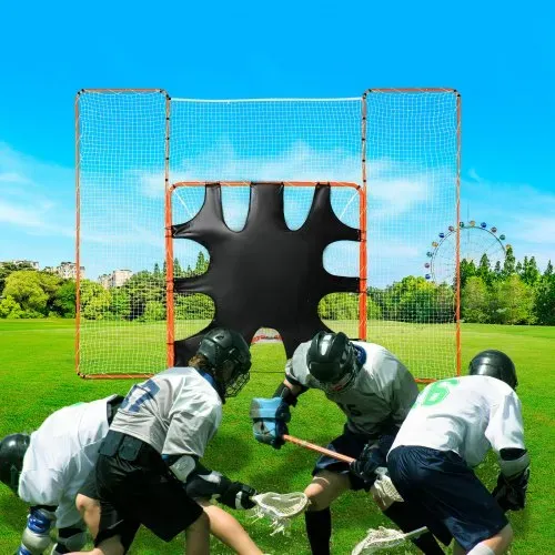 VEVOR 3-IN-1-Lacrosse-Tor mit Rücklaufsperre und Zielscheibe, 12' x 9' Lacrosse-Netz, Hinterhof-Lacrosse-Rebounder-Ausrüstung mit Stahlrahmen, schnell und einfach aufzubauendes Trainingsnetz, perfekt – Bild 7