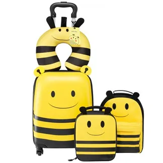 VEVOR 5 tlg. Kinderkoffer Set, 457,2 mm, Hartschalenkoffer mit Kindertrolley, Rucksack, Nackenkissen, Lunchbox & Kofferanhänge, Kofferset fürJungen & Mädchen, praktisch für Reisen Fliegen (Bienen) VEVOR 5 tlg. Kinderkoffer Set, 457,2 mm, Hartschalenkoffer mit Kindertrolley, Rucksack, Nackenkissen, Lunchbox & Kofferanhänge, Kofferset fürJungen & Mädchen, praktisch für Reisen Fliegen (Bienen)