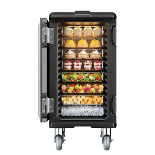 VEVOR Isolierter Lebensmittelbehälter-Träger, Frontlader, Catering-Box mit Rädern, 103 L, Schwarz – Bild 8