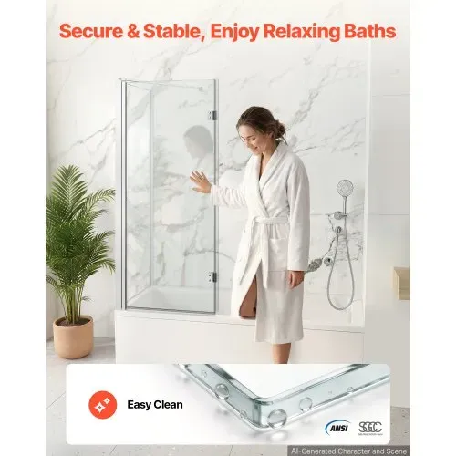 VEVOR Duschwand für Badewanne 70/120×140 cm Teilrahmenlos 6 mm Silber, Badewannenfaltwand Zweiflügelig Klares Sicherheitsglas Nano-Beschichtung 180° Faltbar 1 Festes & 2 Faltbare Paneele Silber VEVOR Duschwand für Badewanne 70/120×140 cm Teilrahmenlos 6 mm Silber, Badewannenfaltwand Zweiflügelig Klares Sicherheitsglas Nano-Beschichtung 180° Faltbar 1 Festes & 2 Faltbare Paneele Silber