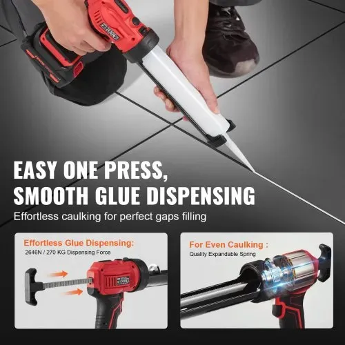 VEVOR Akku-Kartuschenpistole Kartuschenpresse Silikonpistole (20 V, für 300 ml-Kartuschen, bis zu 270 kg, 4-Gang einstellbare Drehzahl, Inkl. Akku und Ladegerät) Kompatibel mit Acrylsäure, Klebstoffe – Bild 4