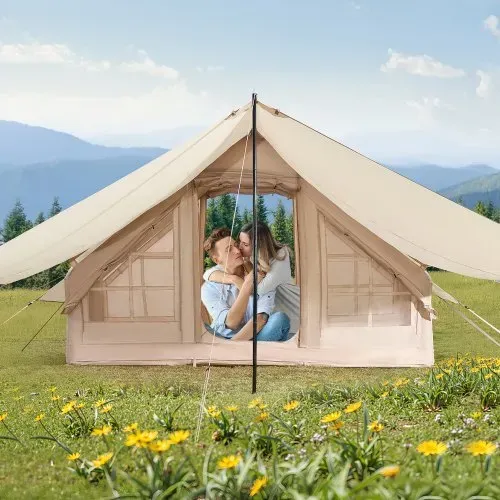 VEVOR Aufblasbare Zelte für Camping 3x2x2 m, 3–5 Personen, 300D Oxford 4-Jahreszeiten-Glamping-Zelt mit Baldachin, Handpumpe, Ofenanschluss, 2 Türen & 2 Netzfenstern (Aufbewahrungstasche inkl.) – Bild 7