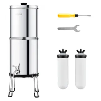 VEVOR Schwerkraft Wasserfiltersystem Edelstahl Arbeitsplattensystem 7,8+8,5 L Wasserfiltrationssystem, reduziert Blei und bis zu 99 % Chlor, mit 2 Keramik-Kohlefiltern & Zapfhahn, Camping Wohnmobil VEVOR Schwerkraft Wasserfiltersystem Edelstahl Arbeitsplattensystem 7,8+8,5 L Wasserfiltrationssystem, reduziert Blei und bis zu 99 % Chlor, mit 2 Keramik-Kohlefiltern & Zapfhahn, Camping Wohnmobil