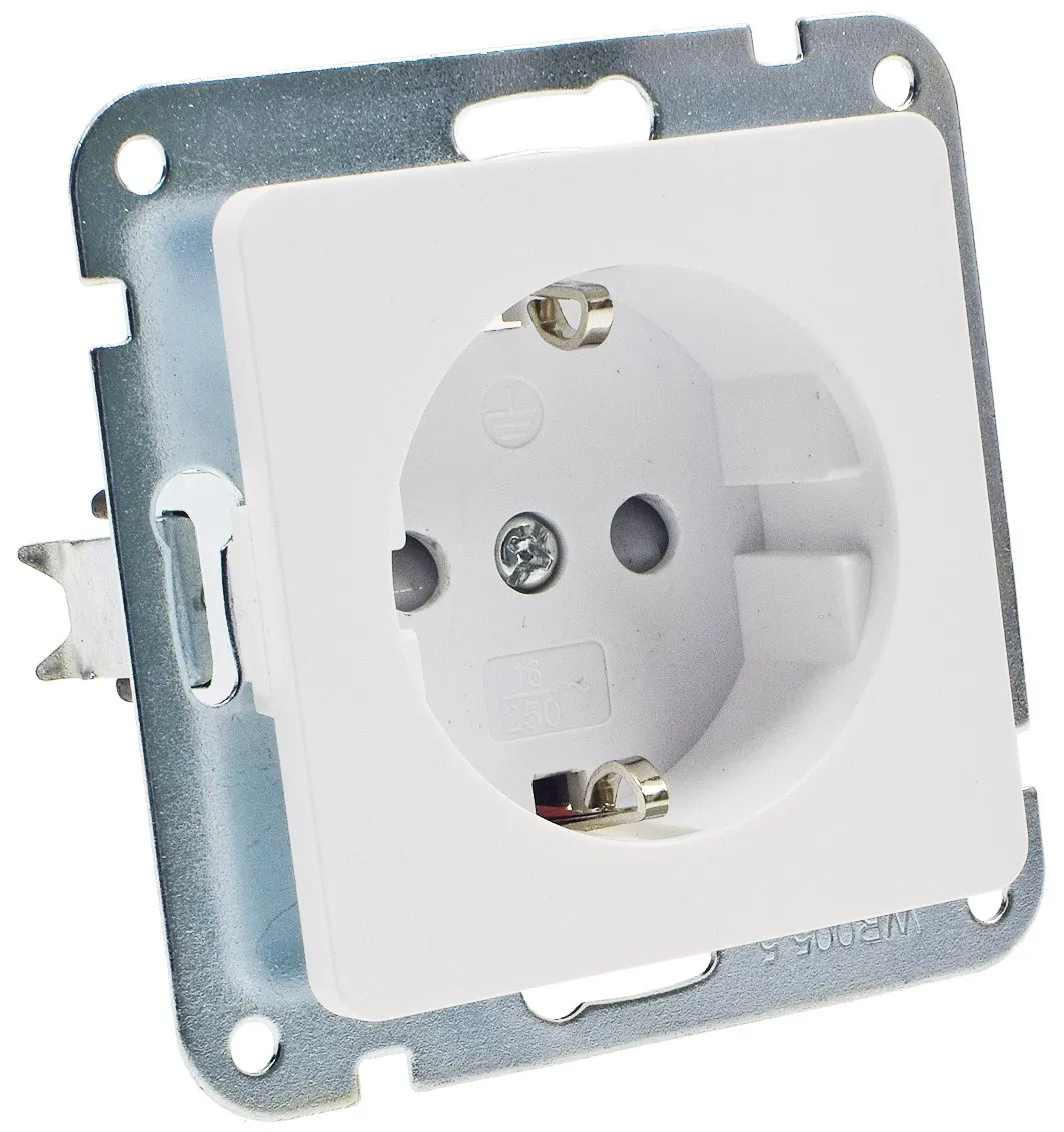MILOS Schutzkontakt-Steckdose, weiß matt 250V~/ 16A, OHNE Rahmen, Klemmanschluss MILOS Schutzkontakt-Steckdose, weiß matt 250V~/ 16A, OHNE Rahmen, Klemmanschluss