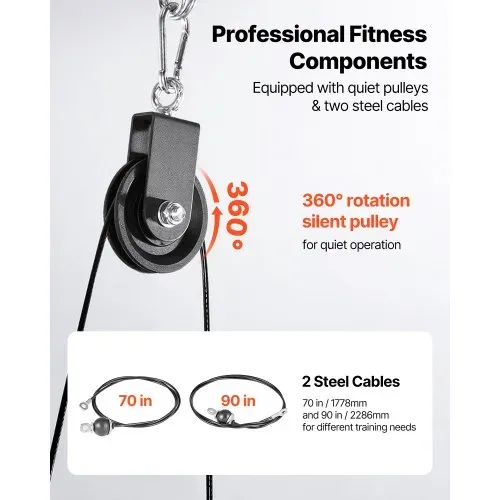 VEVOR Kabelzug, 1 Stück Latzug bis 127 kg Belastbar, Krafttrainingsgerät mit Latzugstange Seilzug, Übungen für Arme Rücken Schultern, Pulley System DIY Latzugturm für Heimtrainer Fitnesscenter Zuhause – Bild 3