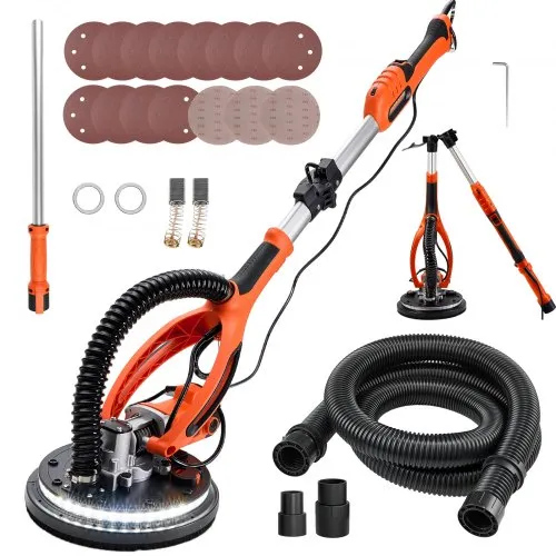 VEVOR Trockenbauschleifer 850 W, Deckenschleifer mit 255 mm Schleifteller, Langhalsschleifer mit 800–1700 U/min Drehzahl, Doppelwandiger LED, Ausziehbarem Griff, 15 Schleifscheiben, Staubschlauch VEVOR Trockenbauschleifer 850 W, Deckenschleifer mit 255 mm Schleifteller, Langhalsschleifer mit 800–1700 U/min Drehzahl, Doppelwandiger LED, Ausziehbarem Griff, 15 Schleifscheiben, Staubschlauch