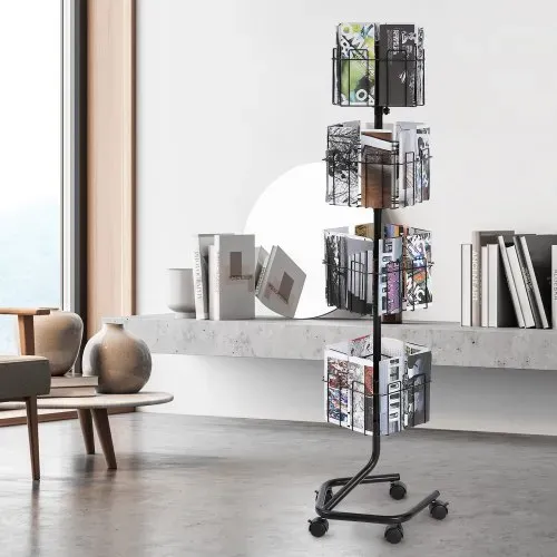 VEVOR Prospektständer Bodenprospektständer 32 Fächer, Netz-Literaturstände Zeitungskatalogständer, Broschürenständer mit 5 Rollen (2 feststellbar) für Geschäfte Ausstellungen Büros 41 x 38 x 155 cm – Bild 7