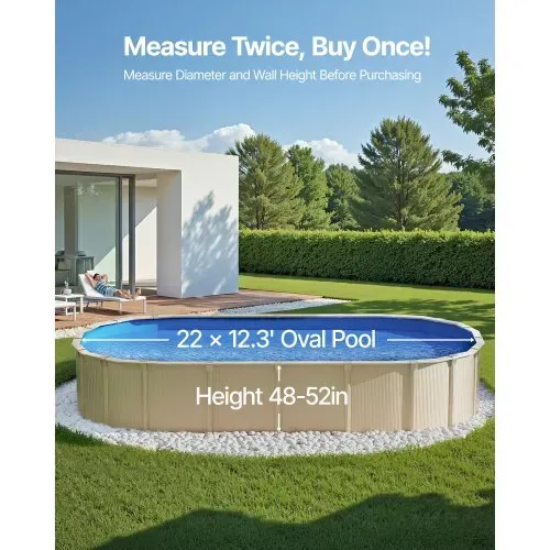 VEVOR Ovale Poolfolie, 610x375x147 cm, Innenfolie Ersatzfolie Innenhülle Schwimmbadfolie Überlappungsfolie aus Vinyl in Standardstärke, für oberirdische Pools mit 132 cm hohen Wänden, einfarbig – Bild 2