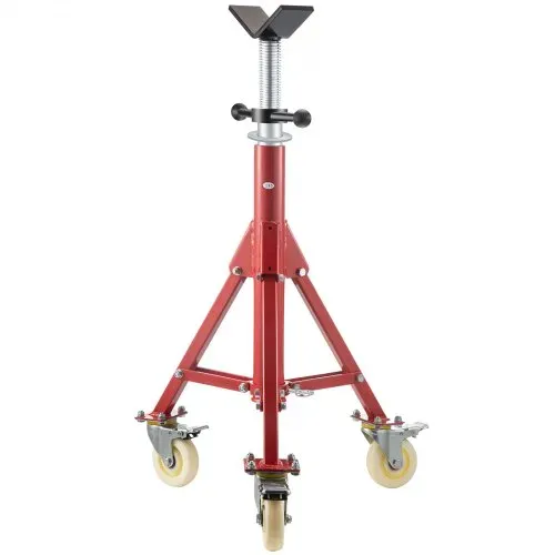 VEVOR Modell 1107A Einklappbare Rohrstütze mit V-Kopf, Rohrstütze mit 400 kg Gewichtskapazität / 0,32 - 30,48 cm Rohrkapazität, Rohrständer 71 - 131 cm verstellbar, Rohrbock Stahl mit Rollen – Bild 8