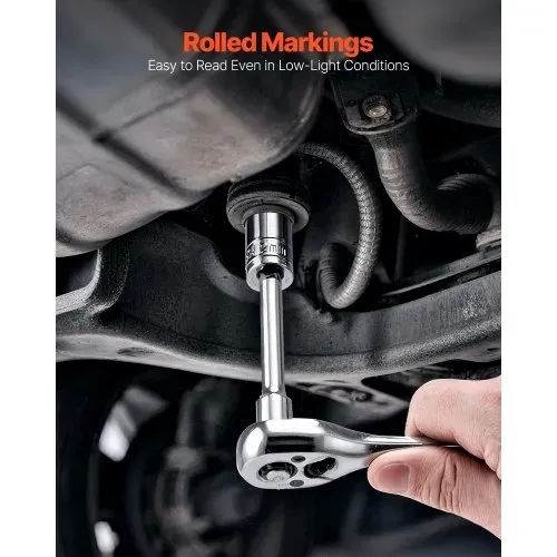 VEVOR Steckschlüsselsatz Ratschensatz 70-tlg. 6,4-mm-Antrieb, SAE und metrisch, tief und flach, Mechaniker-Werkzeugsatz mit Bits Zubehör Aufbewahrungskoffer, CR-V-Legierungsstahl, für Autoreparatur – Bild 3