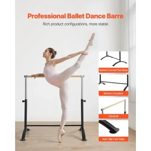VEVOR Ballettstange Tanzstange freistehende Ballettstange, höhenverstellbare (5-stufig / 715-1115 mm) Stretchstange aus Kohlenstoffstahl für Ballett, Gleichgewichtstraining, Entspannungsübungen – Bild 2