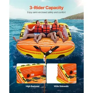 VEVOR Fun Tube Set zum Bootfahren, Aufblasbare Schleppboote für 1–3 Personen, 231 kg Wassersport-Schleppschlauch zum Ziehen von Booten – mit Haltegriffen, Schlepppunkten und Sicherheitsventil VEVOR Fun Tube Set zum Bootfahren, Aufblasbare Schleppboote für 1–3 Personen, 231 kg Wassersport-Schleppschlauch zum Ziehen von Booten – mit Haltegriffen, Schlepppunkten und Sicherheitsventil