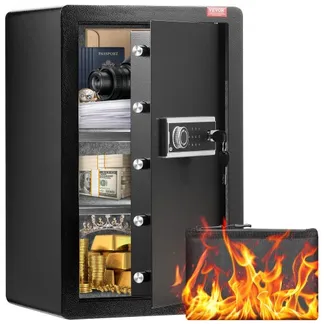 VEVOR Safe Tresor mit feuerfester Geldtasche, Einzeltür-Safe 99 L, 2 Trennwände, digitaler Möbeltresor mit Schlüssel und Code, Wertsachenbox für Geld, Schmuck und Medikamente, Geldtresor Schwarz VEVOR Safe Tresor mit feuerfester Geldtasche, Einzeltür-Safe 99 L, 2 Trennwände, digitaler Möbeltresor mit Schlüssel und Code, Wertsachenbox für Geld, Schmuck und Medikamente, Geldtresor Schwarz