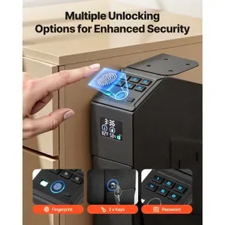 VEVOR Waffentresor Pistolentresor mit Fingerabdruck/Passwort (6-stellige Tastatur)/Schlüssel, Waffensafe Waffenkofferbox mit LED für 1 Pistole & Magazin, 190 x 98 x 425 mm Waffenbox für Nachttisch VEVOR Waffentresor Pistolentresor mit Fingerabdruck/Passwort (6-stellige Tastatur)/Schlüssel, Waffensafe Waffenkofferbox mit LED für 1 Pistole & Magazin, 190 x 98 x 425 mm Waffenbox für Nachttisch