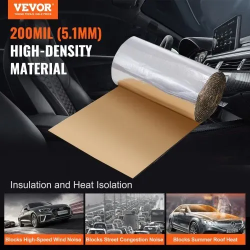 VEVOR Dämmmatte Auto 3,3m² Antidröhnmatte 419,1x8001mm Fahrzeugdämmung 200mil(5mm) Stärke Aluminium-Folie Schallschutzmatte Hitzebeständig Lärmschutz Akustikdämmung Geräuschdämmung VEVOR Dämmmatte Auto 3,3m² Antidröhnmatte 419,1x8001mm Fahrzeugdämmung 200mil(5mm) Stärke Aluminium-Folie Schallschutzmatte Hitzebeständig Lärmschutz Akustikdämmung Geräuschdämmung