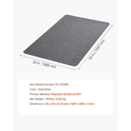 VEVOR Stuhlmatte Bodenschutzmatte (1396 x 897 mm) rutschfeste Bürostuhlmatte für Hartböden, Stuhlteppich für Rollstuhl, sanftes Gleiten unter dem Schreibtischteppich für Heimbüro (Dunkelgrau) – Bild 6