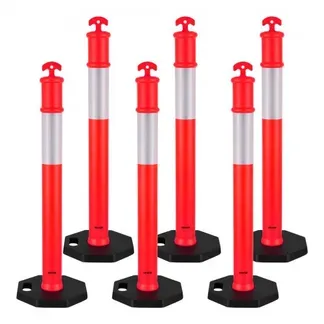 VEVOR Verkehrsleitpfosten Leitpfosten 6 Stk. (114 cm) mit beschwertem Sockel & Reflektorstreifen, robuste Leitpfosten für Baustellen, Parkplätze, Absperrpfosten zur Steuerung von Menschenmengen, rot VEVOR Verkehrsleitpfosten Leitpfosten 6 Stk. (114 cm) mit beschwertem Sockel & Reflektorstreifen, robuste Leitpfosten für Baustellen, Parkplätze, Absperrpfosten zur Steuerung von Menschenmengen, rot