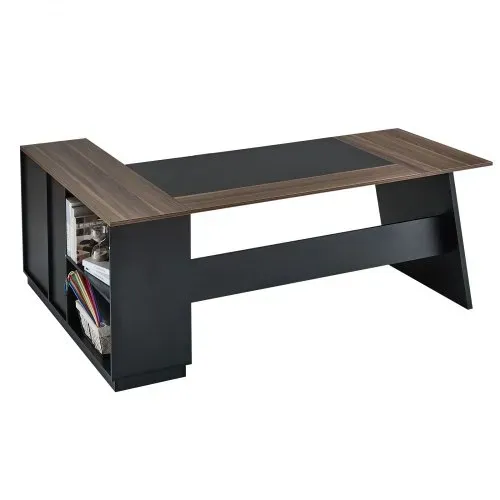VEVOR L-förmiger Chefschreibtisch moderner Bürotisch mit Schubladen & Lagerschrank, robuster Schreibtisch aus Holz, 158,7 kg Tragkraft, Computertisch für Arbeit Studium Schreiben, Braun+Schwarz – Bild 10