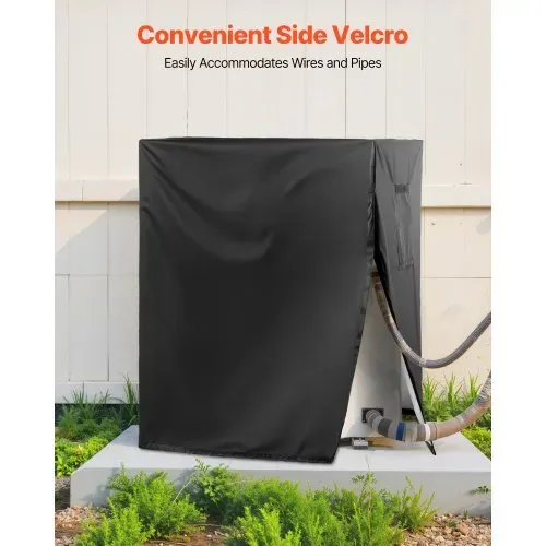 VEVOR Klimaanlagenabdeckung, 960 x 960 x 1010 mm, dreischichtig, wasserdichtes Polyestergewebe, Schutzhülle, universelle Passform, Schutzabdeckung für Klimaanlagen im Freien, schwarz – Bild 5