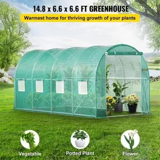 VEVOR Foliengewächshaus 4,6×2,1×2,1m Bogendach Gewächshaus Verzinkter Stahlrahmen PE Abdeckung Frühbeet Treibhaus Wasserdicht UV-Beständig Grün Mobiler Folientunnel Ideal für Anbau von Gemüse Blumen VEVOR Foliengewächshaus 4,6×2,1×2,1m Bogendach Gewächshaus Verzinkter Stahlrahmen PE Abdeckung Frühbeet Treibhaus Wasserdicht UV-Beständig Grün Mobiler Folientunnel Ideal für Anbau von Gemüse Blumen