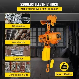 VEVOR Elektrischer Kettenzug, 2200 lbs Tragkraft, 13 ft Hubhöhe, 11 ft/min Geschwindigkeit, 230 V, einphasiger Brückenkran mit G80-Kette, 10,8 ft Kabelfernbedienung für Garage, Geschäft, Hotel, Zuhause VEVOR Elektrischer Kettenzug, 2200 lbs Tragkraft, 13 ft Hubhöhe, 11 ft/min Geschwindigkeit, 230 V, einphasiger Brückenkran mit G80-Kette, 10,8 ft Kabelfernbedienung für Garage, Geschäft, Hotel, Zuhause