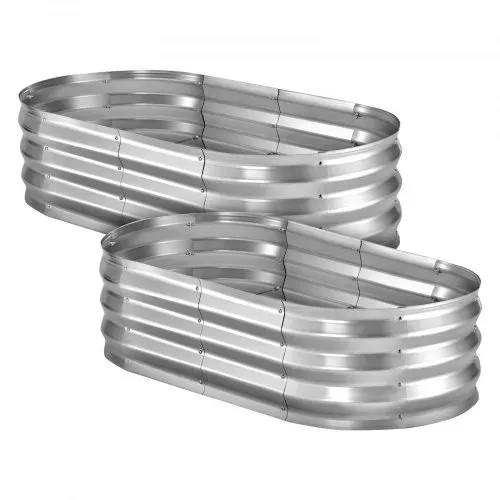 VEVOR Hochbeet Metall 2er-Pack 120x60x30 cm, Ovales Gartenbeet, Pflanzkasten-Set für den Außenbereich, Gemüsebeet mit Handschuhen, Blumenbeet, Pflanzbeet für Blumen & Gemüse, Silber – Bild 10