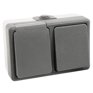 Feuchtraum Kombi-Dose McPower “Secure“ 250V~, Schalter+Steckdose, IP44, AP, grau Feuchtraum Kombi-Dose McPower “Secure“ 250V~, Schalter+Steckdose, IP44, AP, grau
